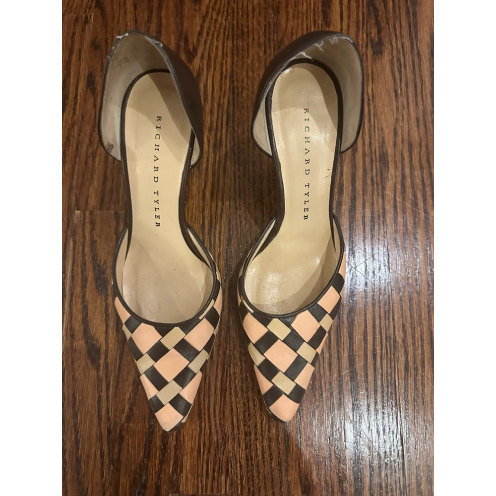 Women's Richard Tyler Heels Size 36.5 Brown and Peach - Picture 2 of 9